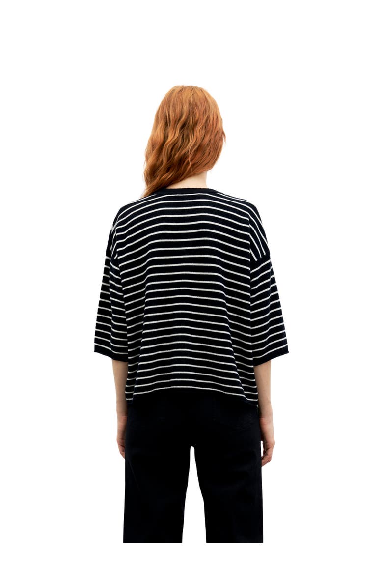 Raya 3/4 Sleeve Striped Knit Top, Alternate, color, Platinum