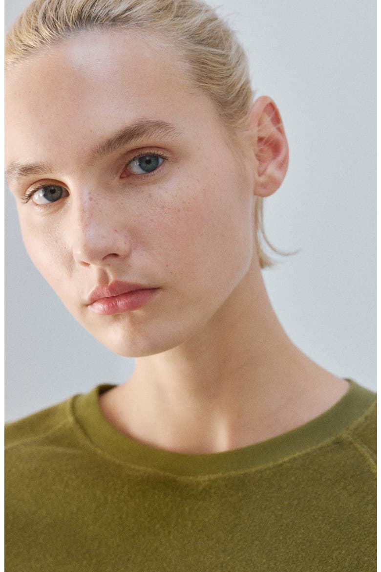 Cotton Blend Terry Pajama Top, Alternate, color, KHAKI GREEN