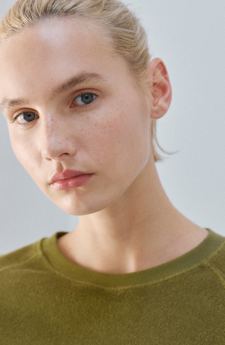 MANGO Cotton Blend Terry Pajama Top, Alternate, color, Khaki Green