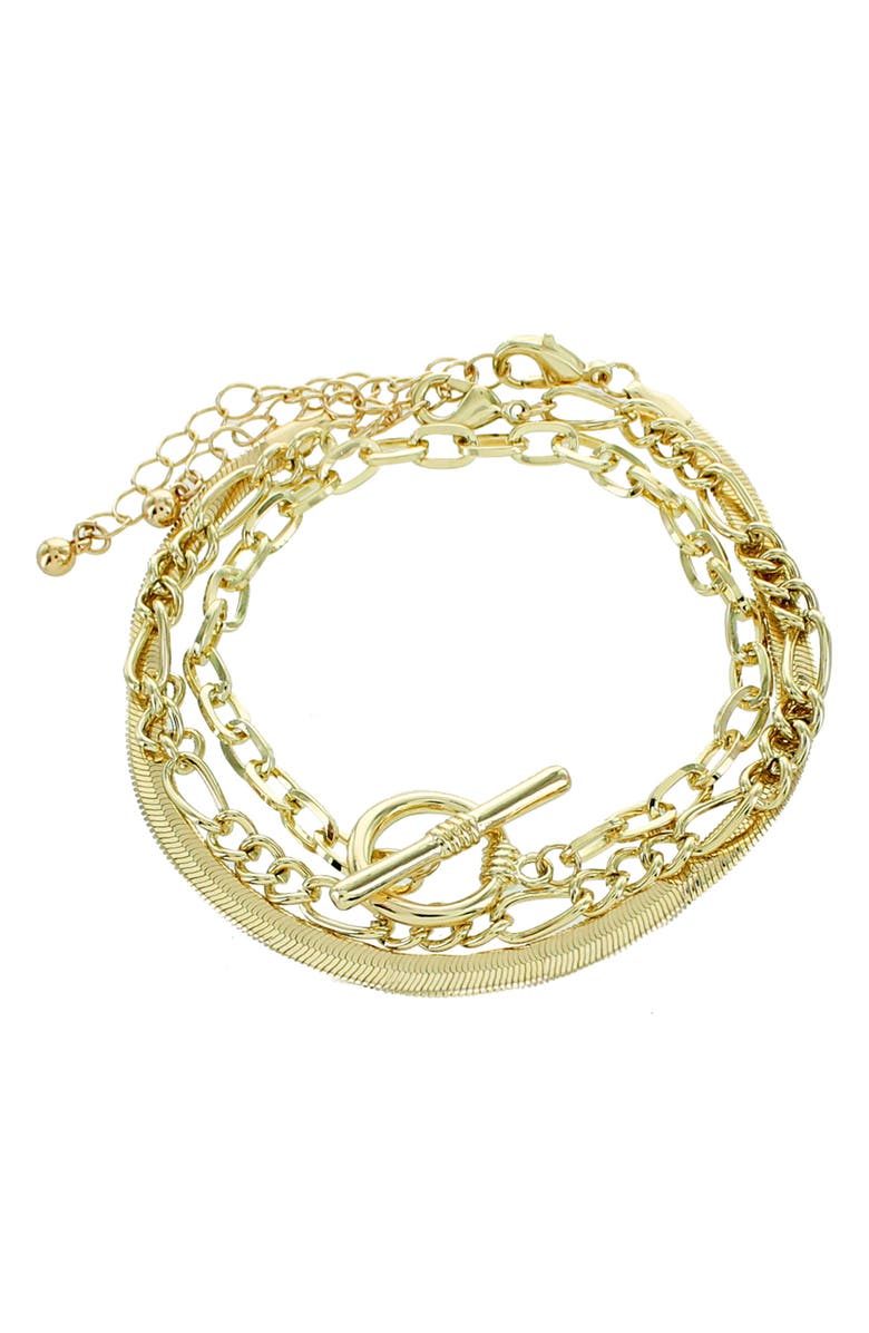 Panacea Herringbone Layered Bracelet, Main, color, Gold