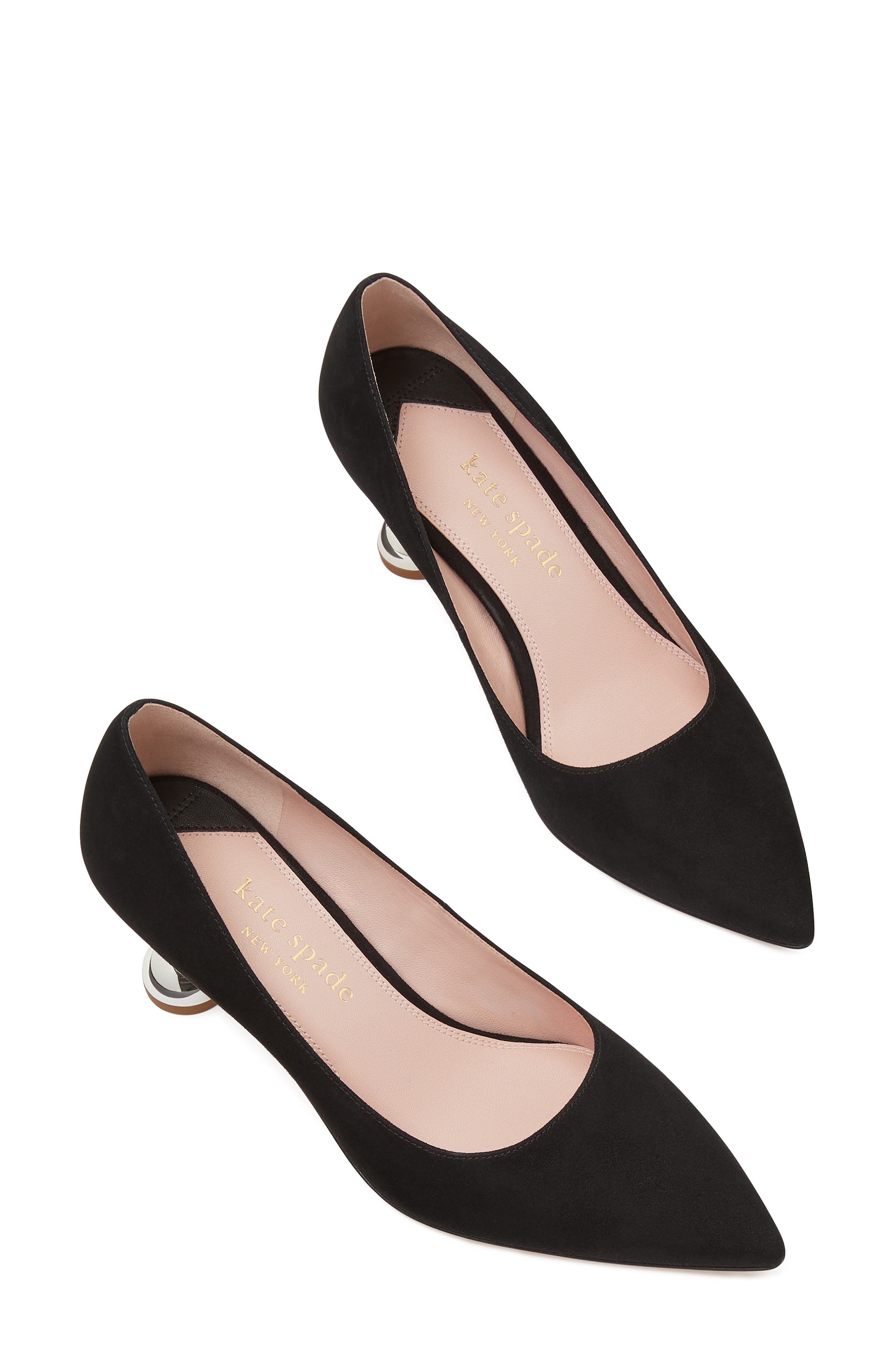 Kate Spade New York charmer pointed toe pump, Alternate, color, Black/ Silver
