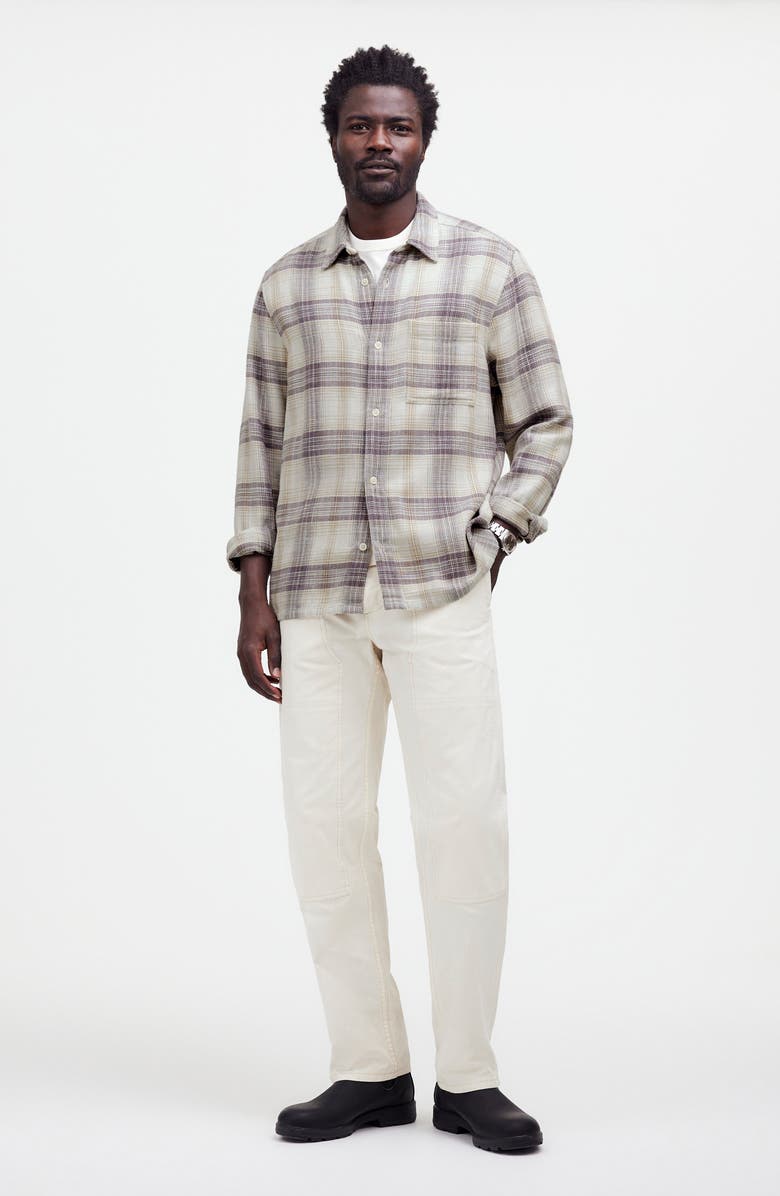 Madewell Plaid Slub Twill Easy Shirt, Alternate, color, Form Grey
