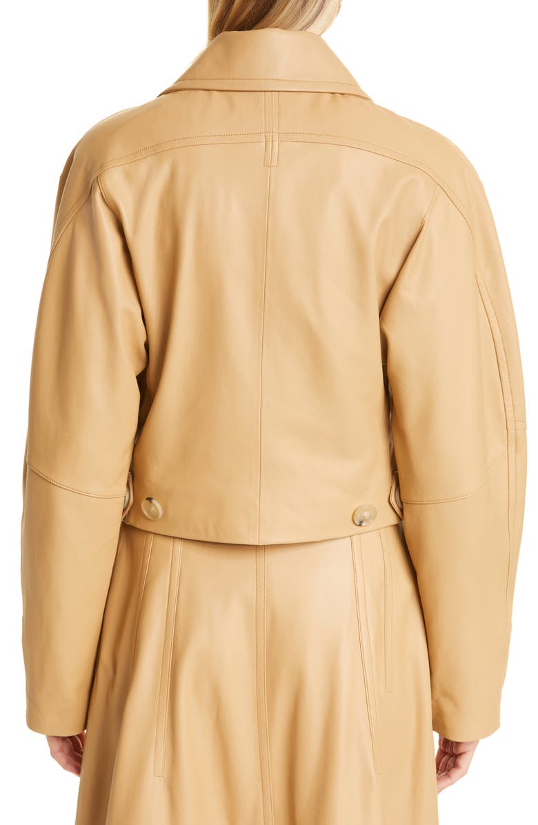 Vince Asymmetric Crop Leather Jacket, Alternate, color,