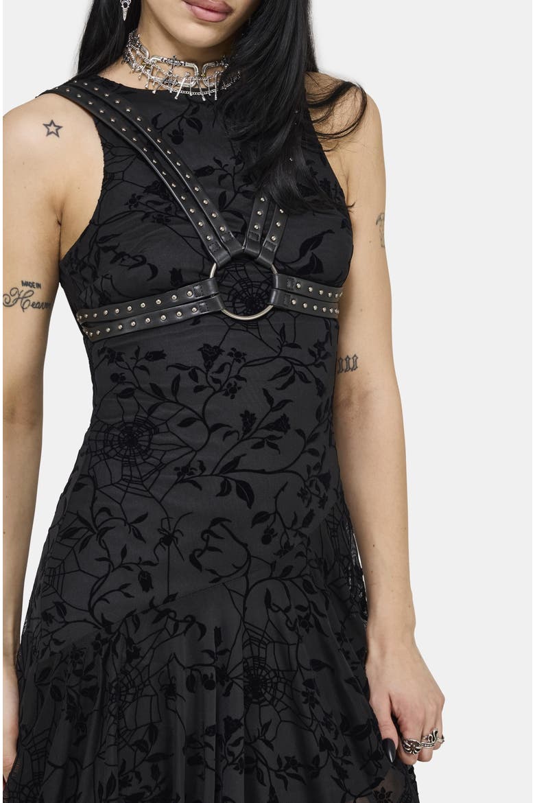 Deadly Nightshade Mesh Midi Dress, Alternate, color, Black