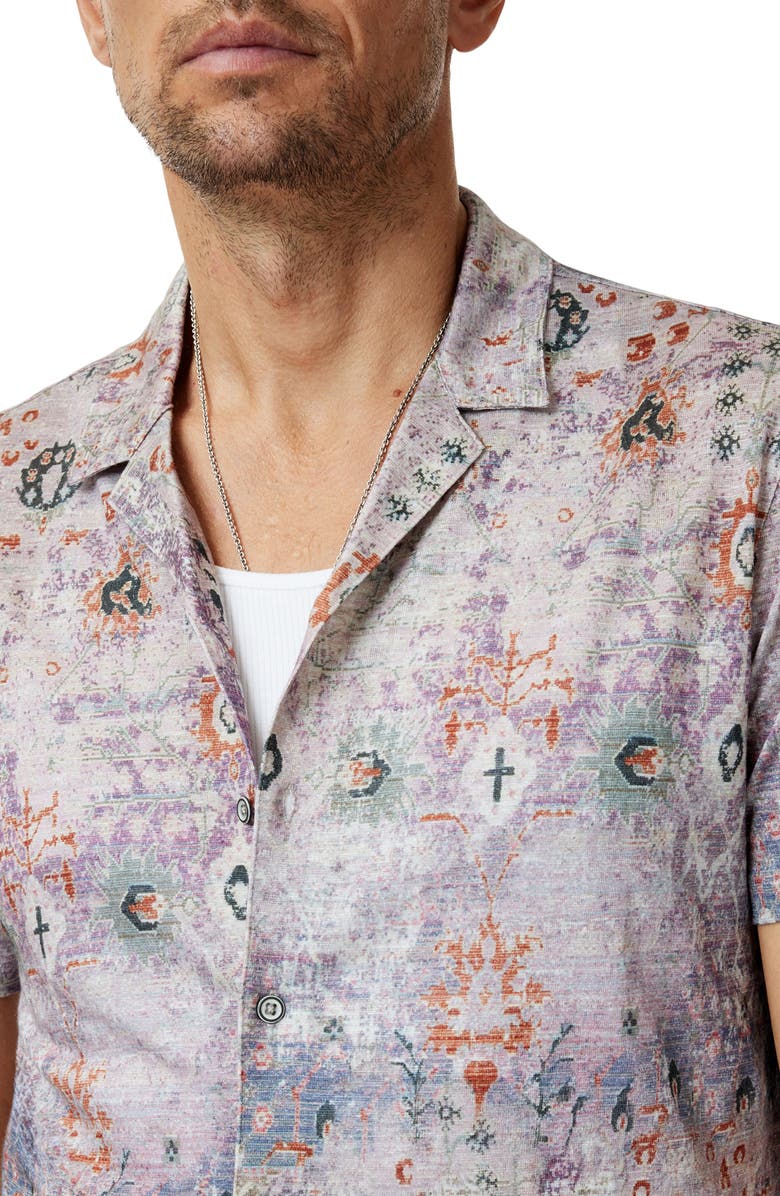 John Varvatos Espino Organic Linen Knit Camp Shirt, Alternate, color, Lavender