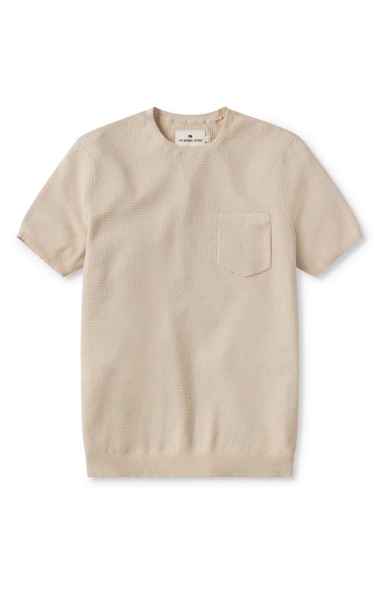 The Normal Brand Waffle Stitch Short Sleeve Sweater, Alternate, color, Tan