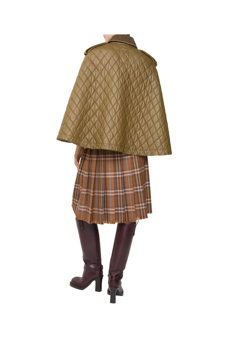 Shearling Collar Quilted Cotton Heath Cape, Alternate, color, Walrus brown/hemlock beige