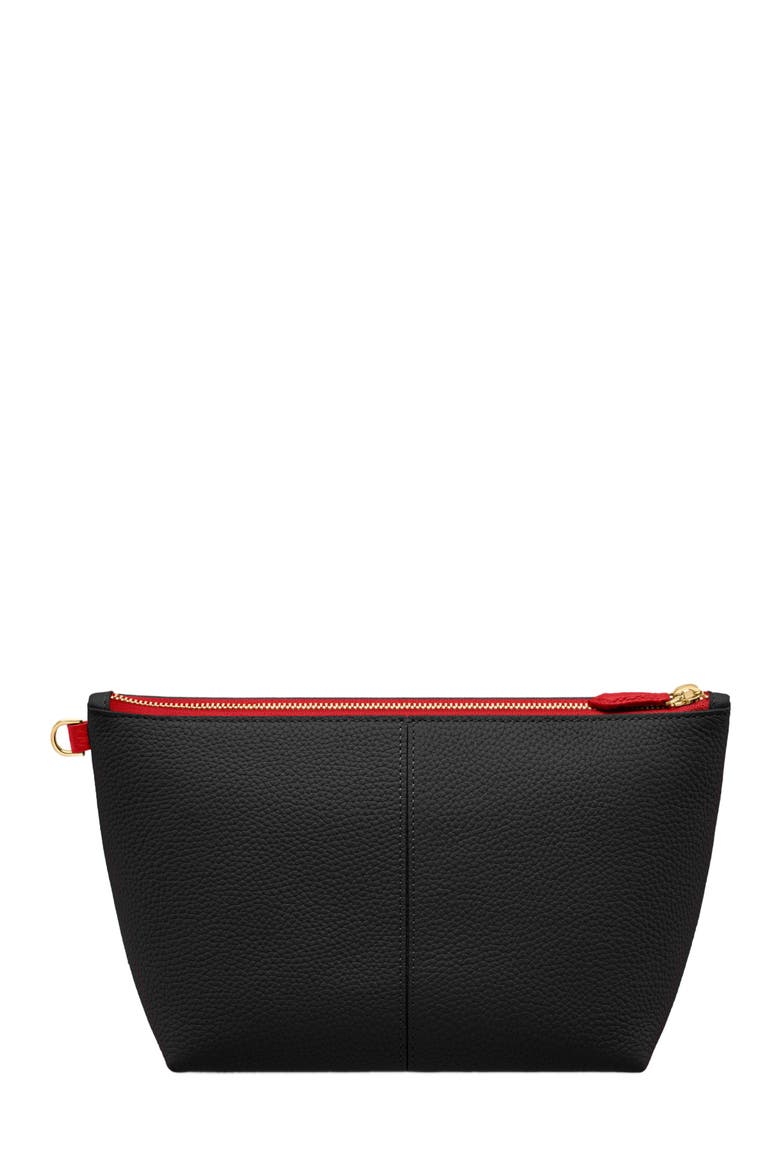Small Leather Flaire Pouch, Alternate, color, Rouge Noir