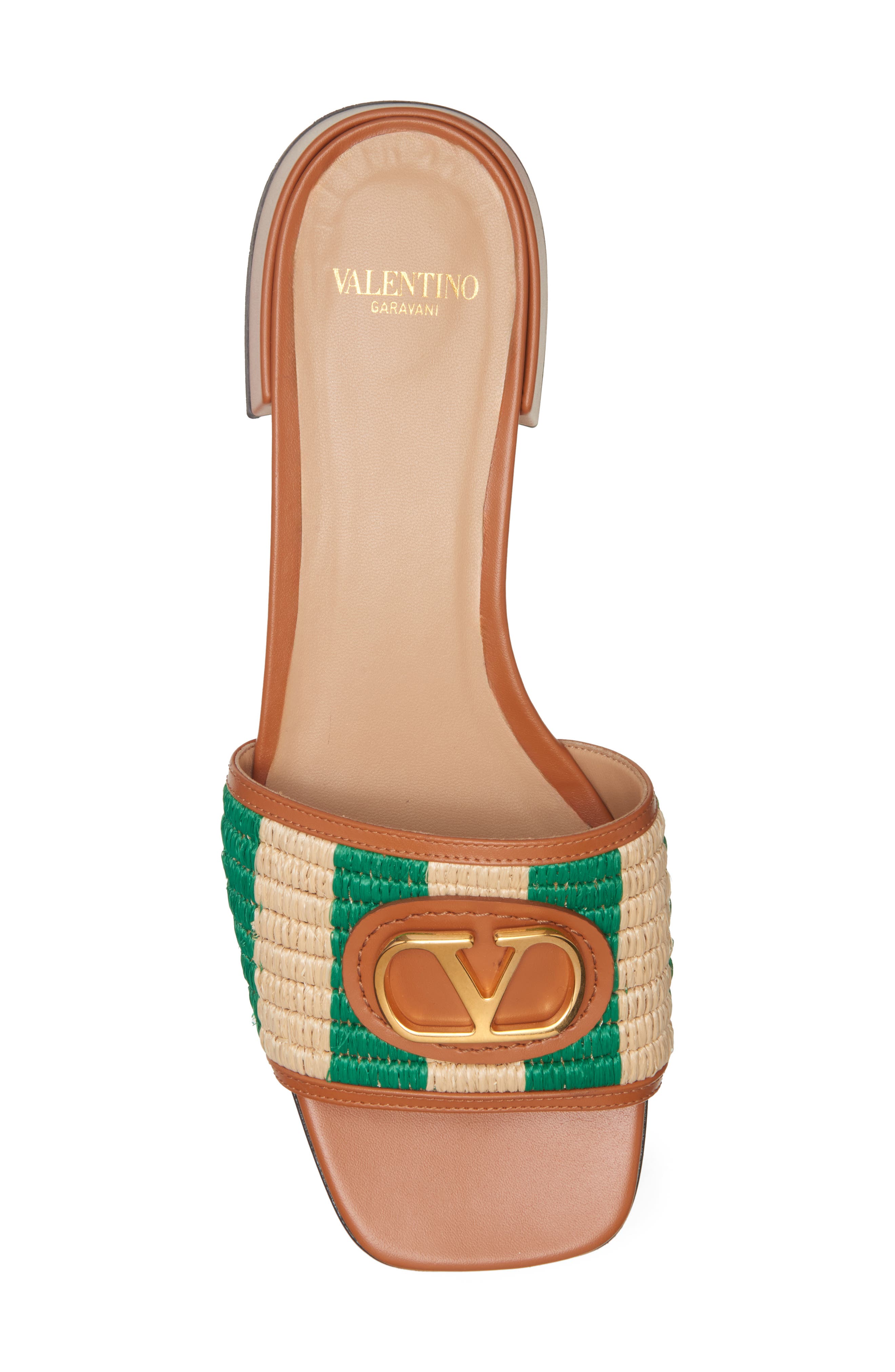 VLOGO Crochet Slide Sandal, Alternate, color, NATURAL/ GREEN/ BROWN