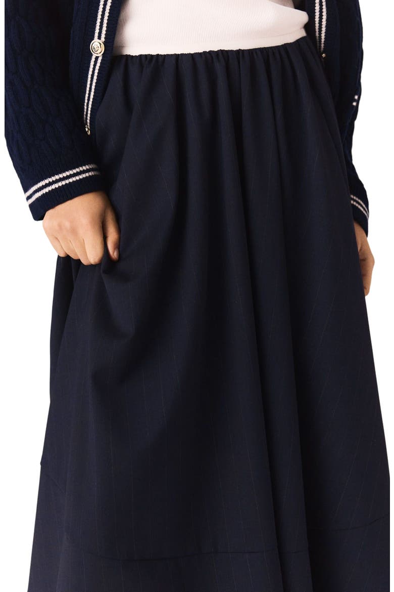 Striped tailored midi skirt, Alternate, color, Navy