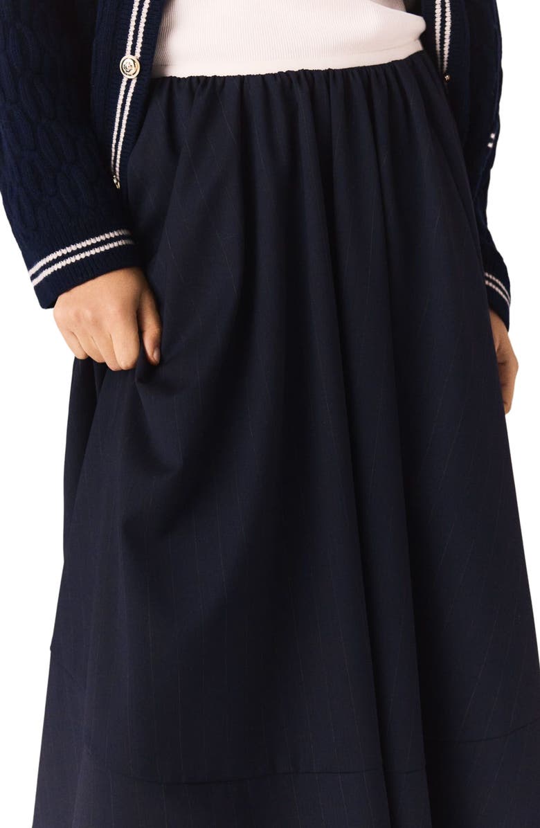 maje Striped tailored midi skirt, Alternate, color, Navy