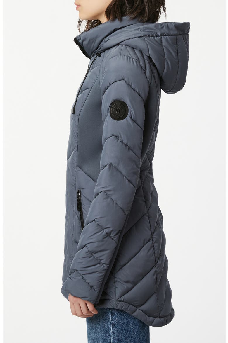 Quilted Neoprene Hooded Puffer Coat, Alternate, color, PETROL BLUE