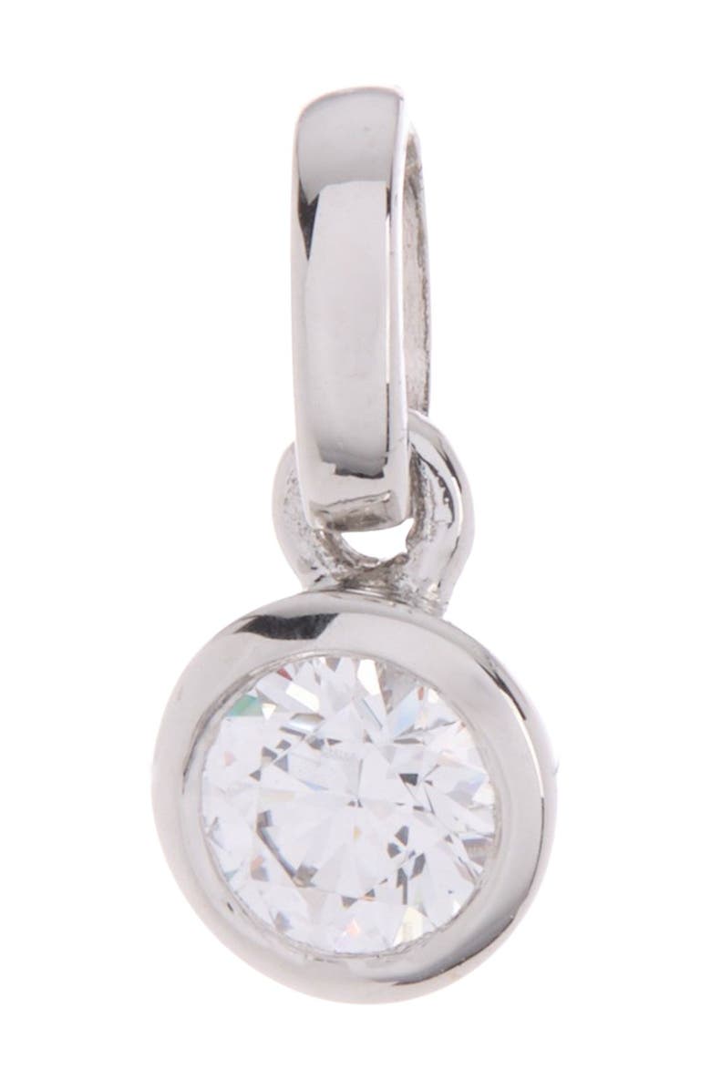 Breuning Sterling Silver 3.8mm Bezel Set Round CZ Pendant, Main, color,