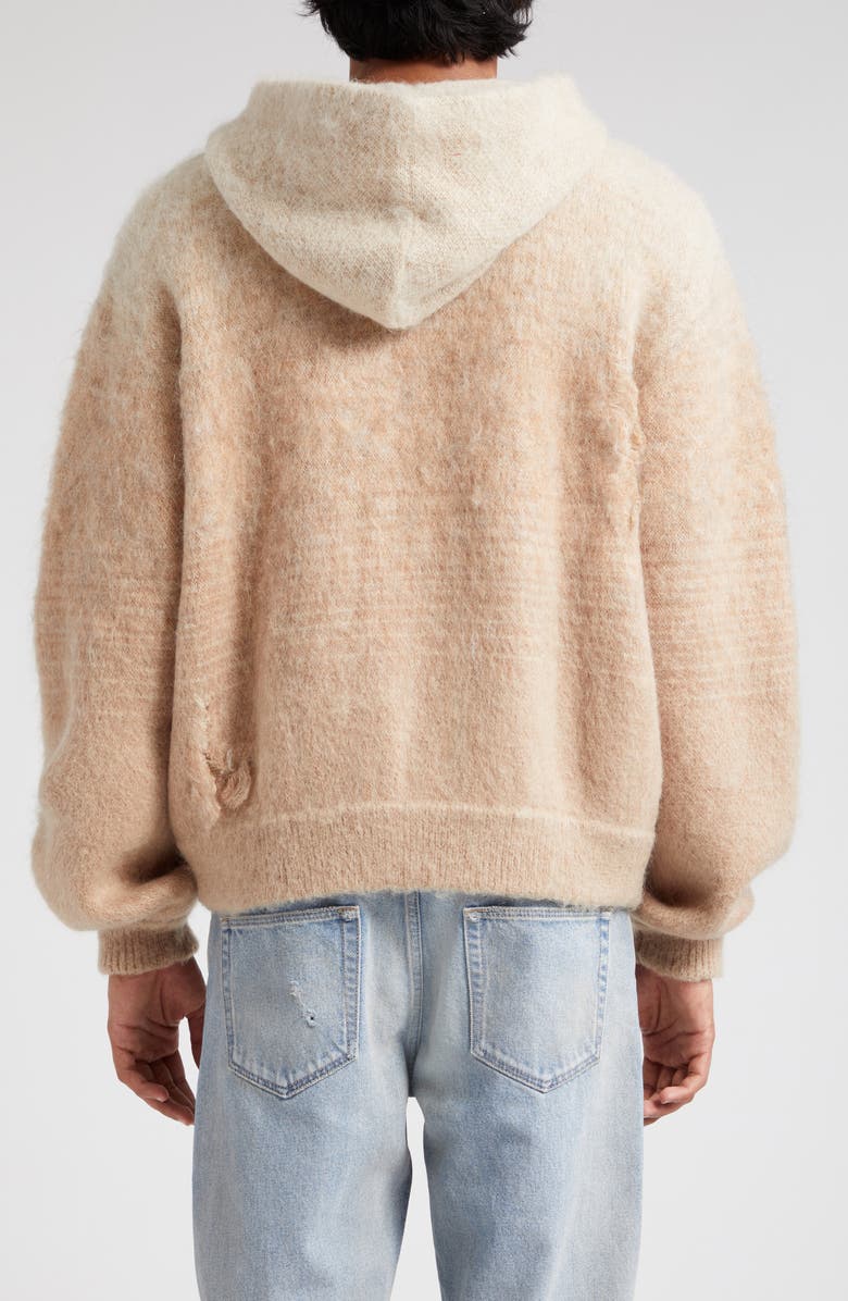 John Elliott Distressed Gradient Mohair & Wool Blend Hooded Sweater, Alternate, color,