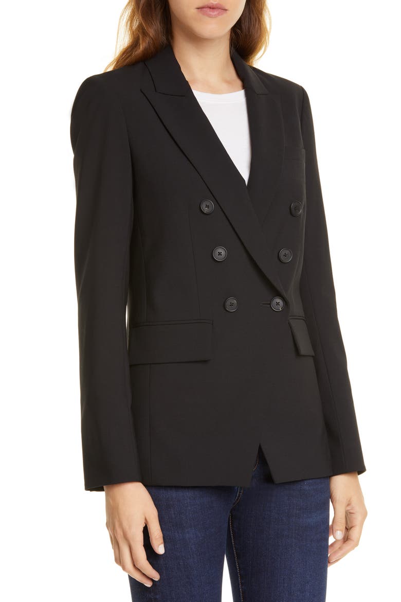 Matteo Double Breasted Dickey Blazer, Alternate, color, BLACK