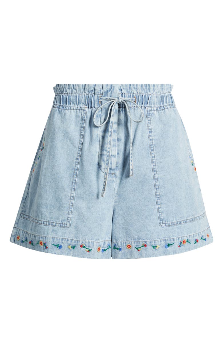 Rails Foster Paperbag Denim Shorts, Alternate, color, Faded Indigo Floral Embroidery