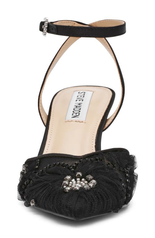 Betsey Johnson Delia Beaded Mesh Ankle Strap Pump In Black