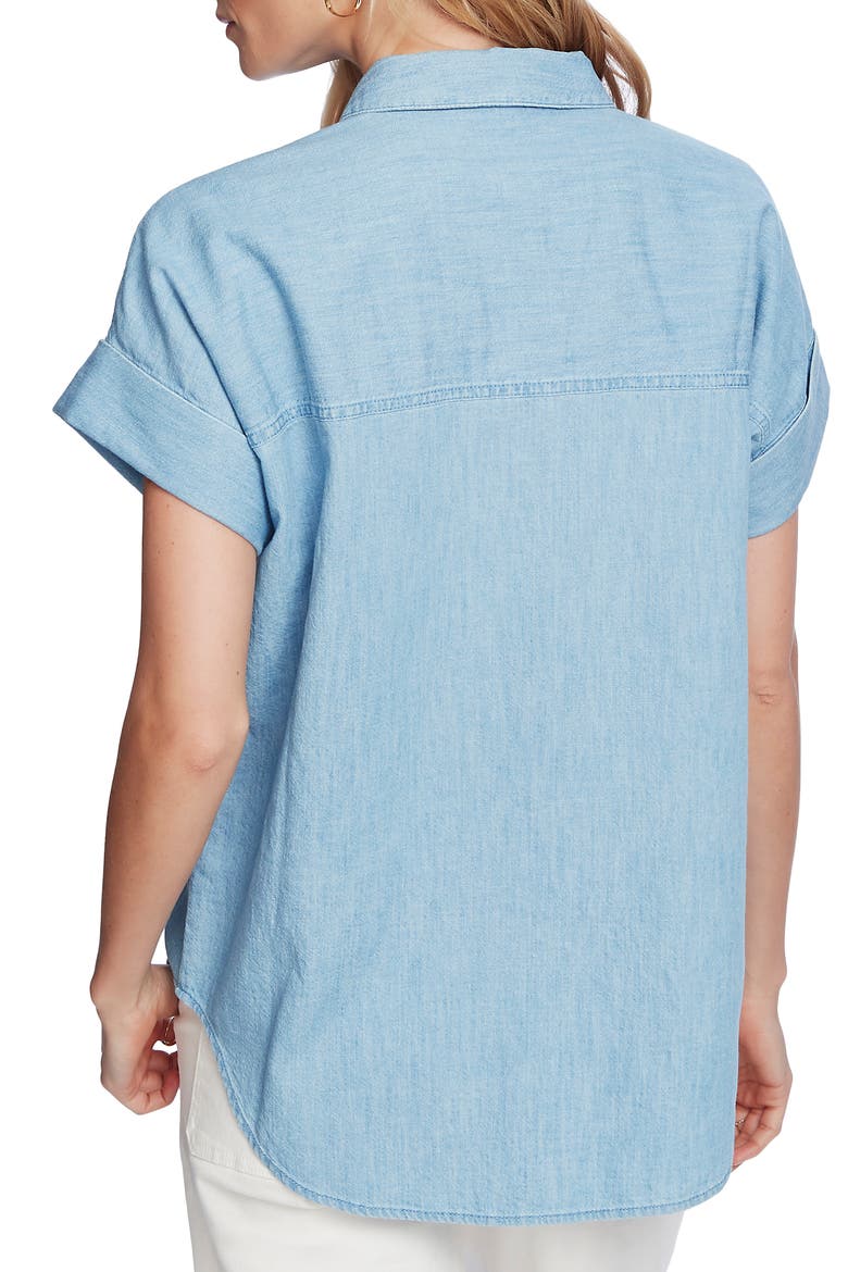 Short Sleeve Chambray Shirt, Alternate, color, ROMEO BLUE