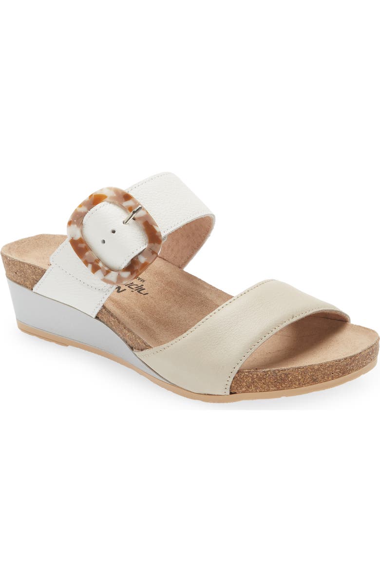 Naot Kingdom Wedge Slide Sandal, Main, color, Soft Ivory/ Soft White Leather