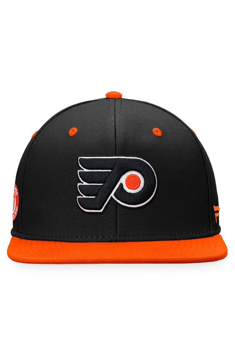 FANATICS Men's Fanatics Branded Black/Orange Philadelphia Flyers Primary Logo Iconic Two-Tone Snapback Hat, Alternate, color, 