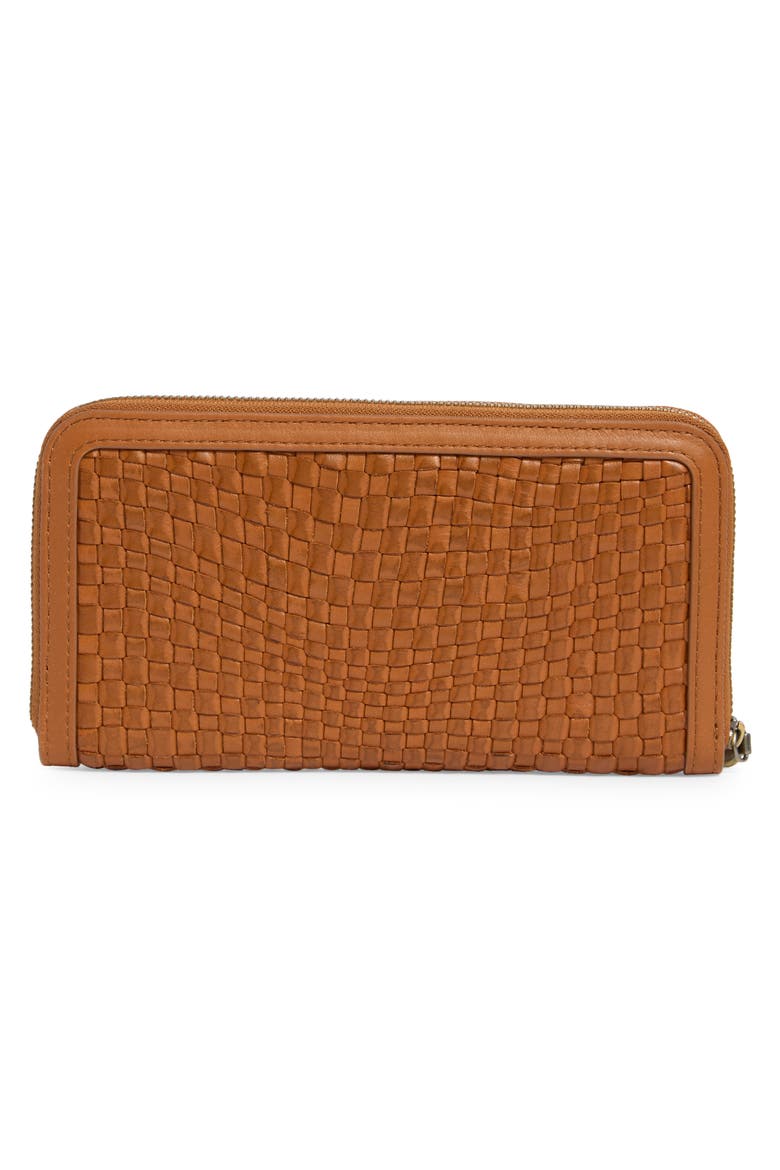 Large Nila Woven Leather Zip Around Wallet, Alternate, color, WHEAT