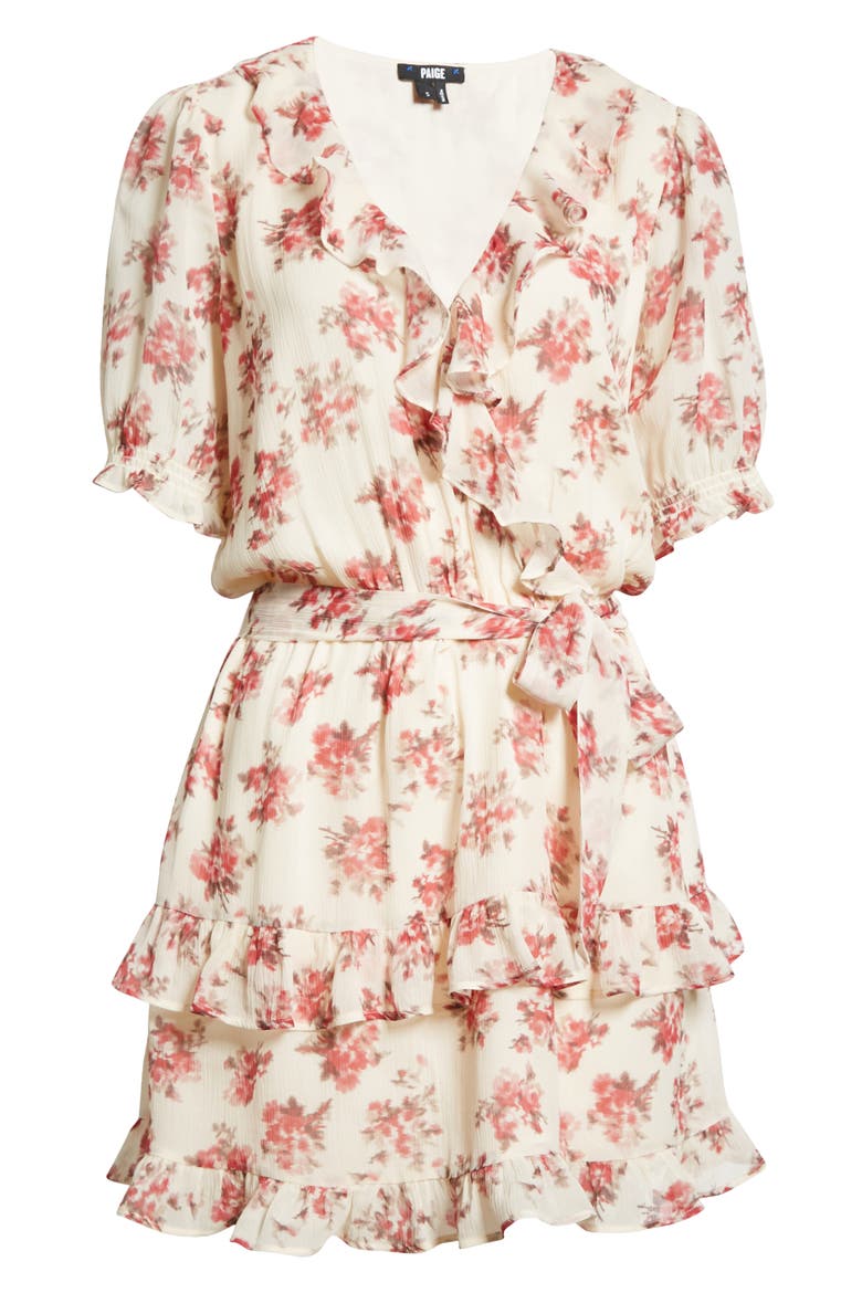 Evonna Floral Silk Faux Wrap Dress, Alternate, color, NUCRM/CHRD