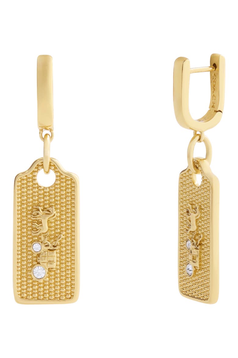 Textured Hangtag Huggie Hoop Earrings, Main, color, GOLD