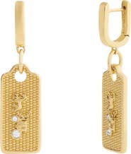 COACH Textured Hangtag Huggie Hoop Earrings