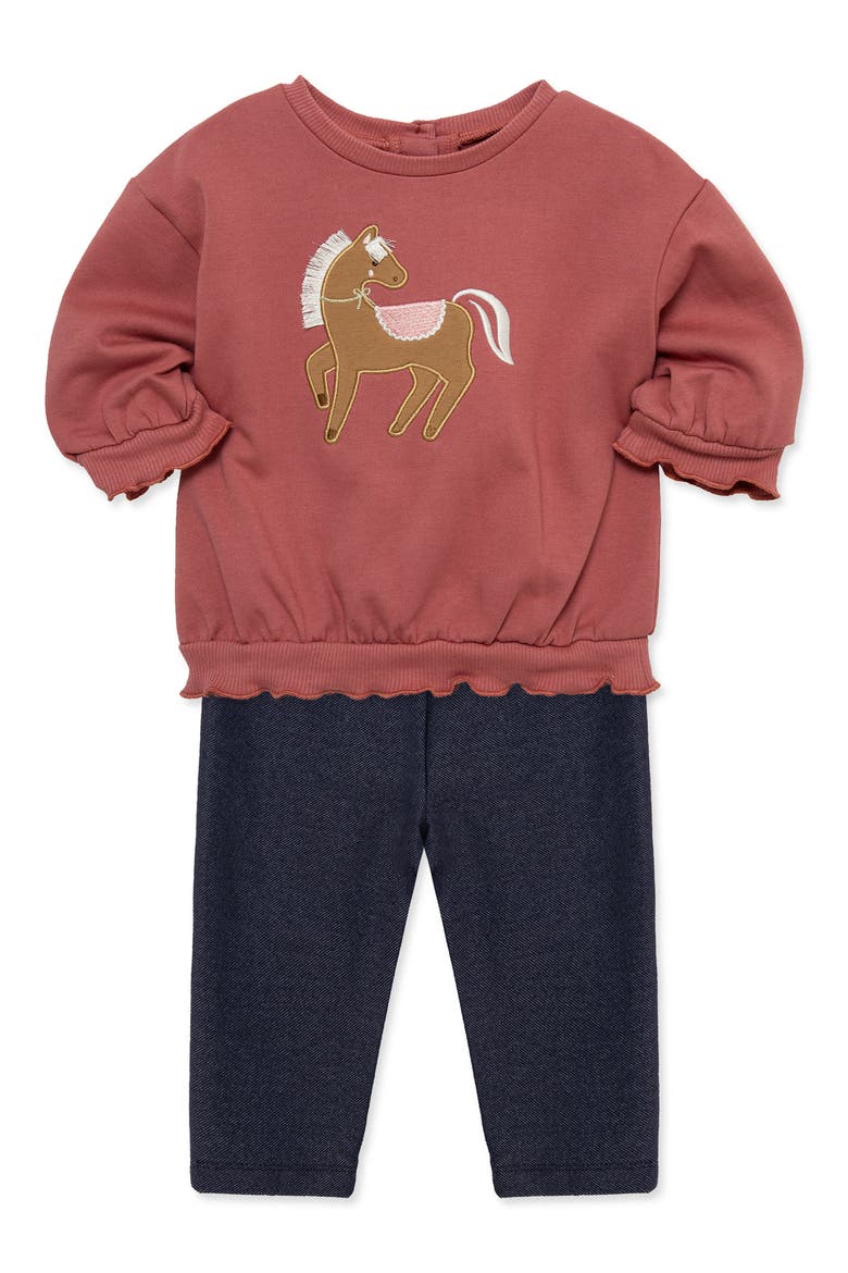 Kids' Pony 2-Piece Sweatshirt Set, Alternate, color, MEDIUM PINK