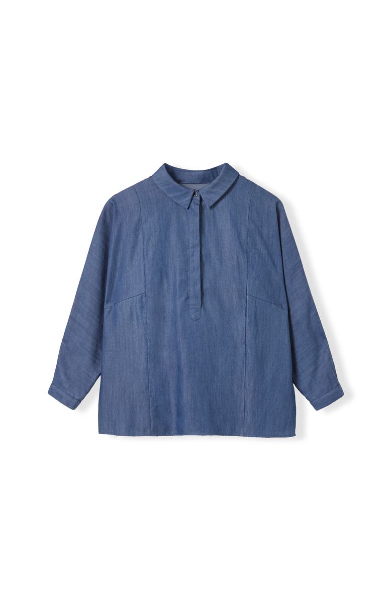 Celtic & Co. Drapey Pop Over Blouse, Alternate, color, Denim Blue