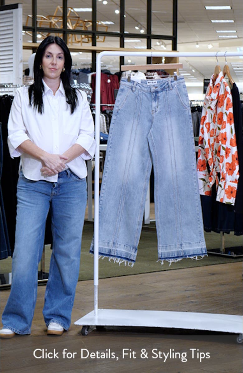 Jermy Seamed High Waist Raw Hem Wide Leg Jeans, sales video thumbnail