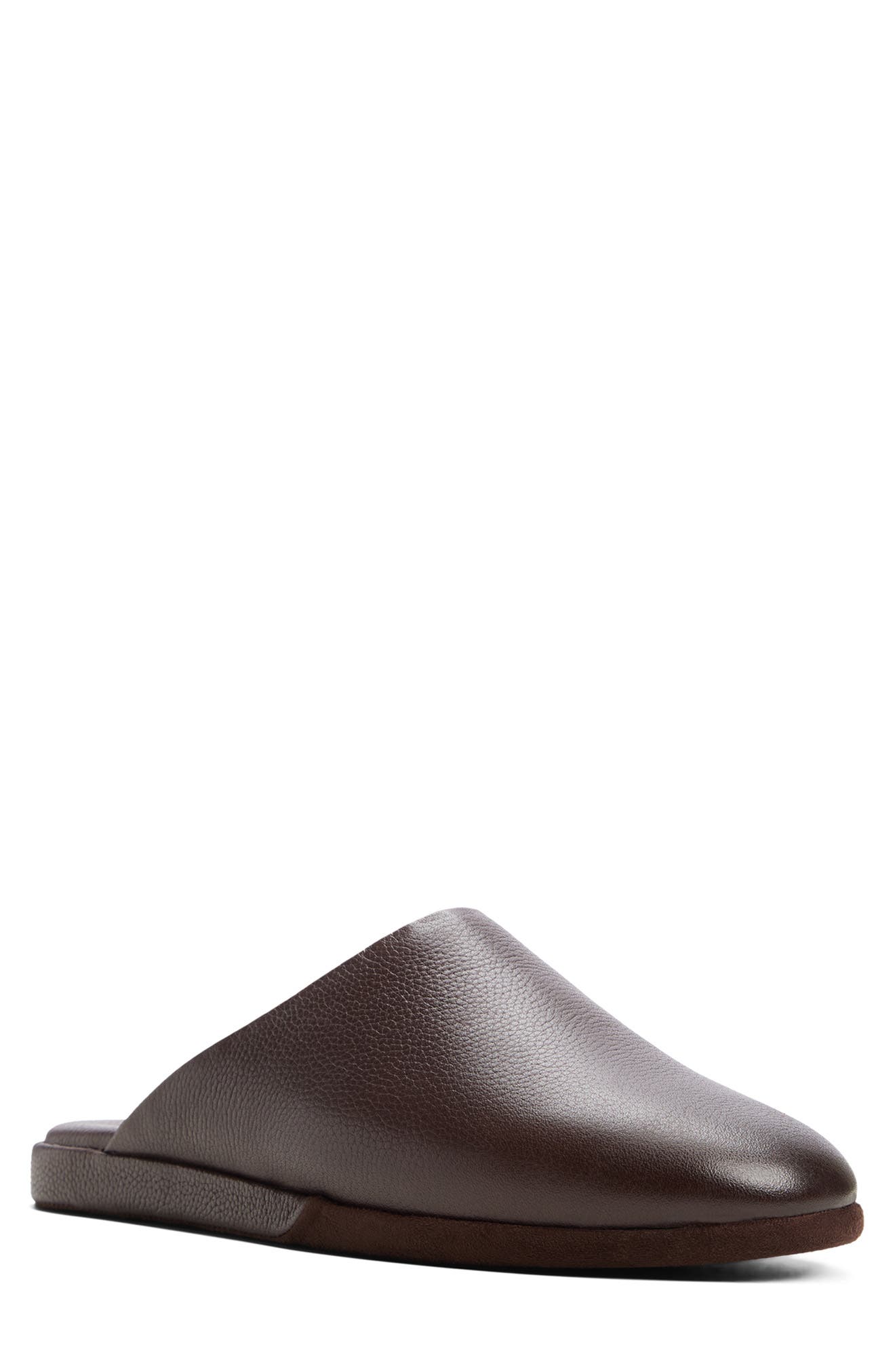 Monogram Mayfair Leather Packable Travel Slipper, Main, color, BROWN