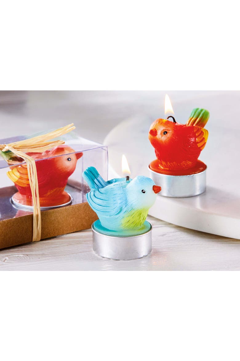 Easter Spring Bright Bird Shaped Tealight Candle Set of 2, Alternate, color, Multicolored