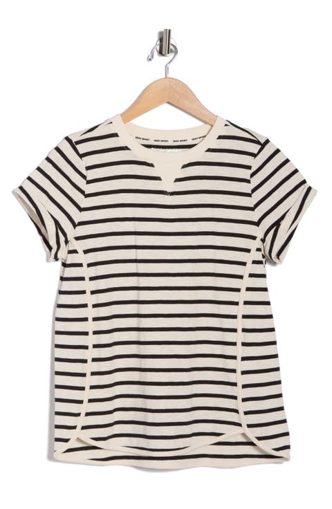 Roll Sleeve Cotton Blend T-Shirt