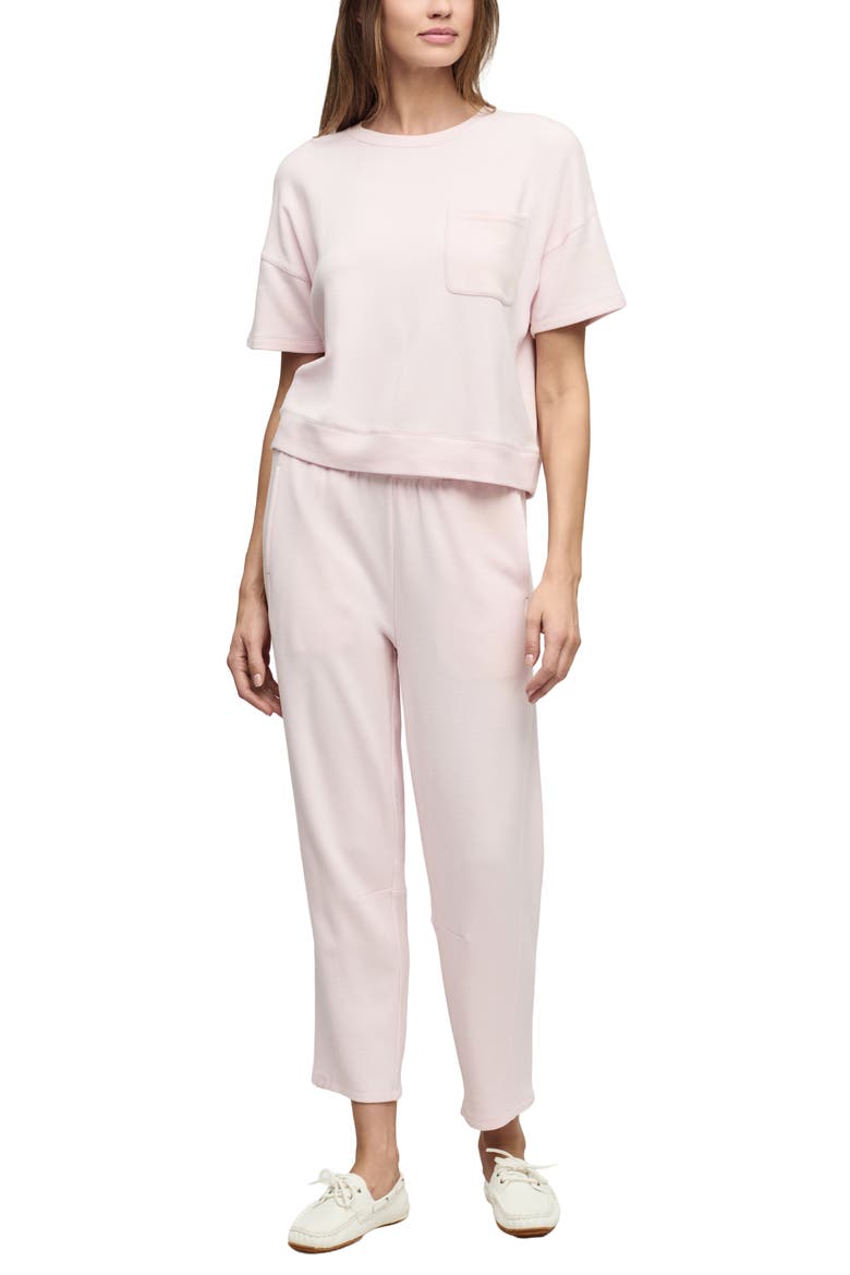 Brushed Fleece Seamed Ankle Pants, Alternate, color, PINK SAND