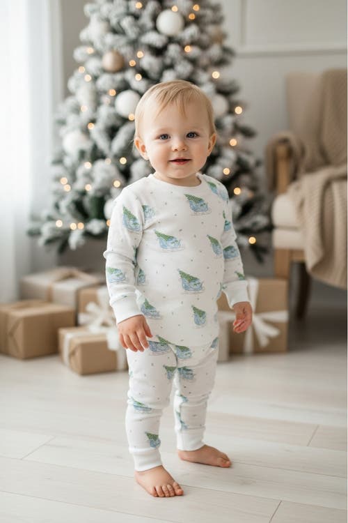 Nellapima Pima Cotton Christmas Merry Sleighs Pajama In Multi