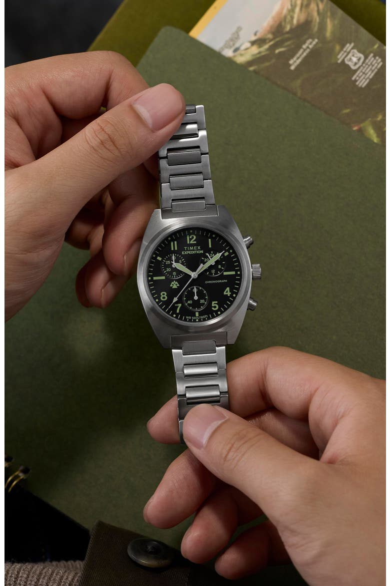 Expedition Capstone Chronograph Bracelet Watch, 41mm, Alternate, color, SILVER-TONE
