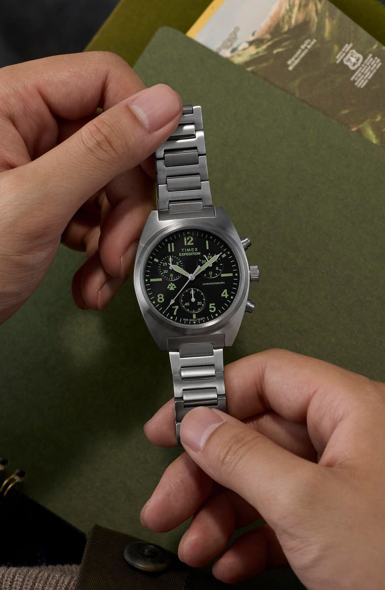 Timex<sup>®</sup> Expedition Capstone Chronograph Bracelet Watch, 41mm, Alternate, color, Silver-Tone