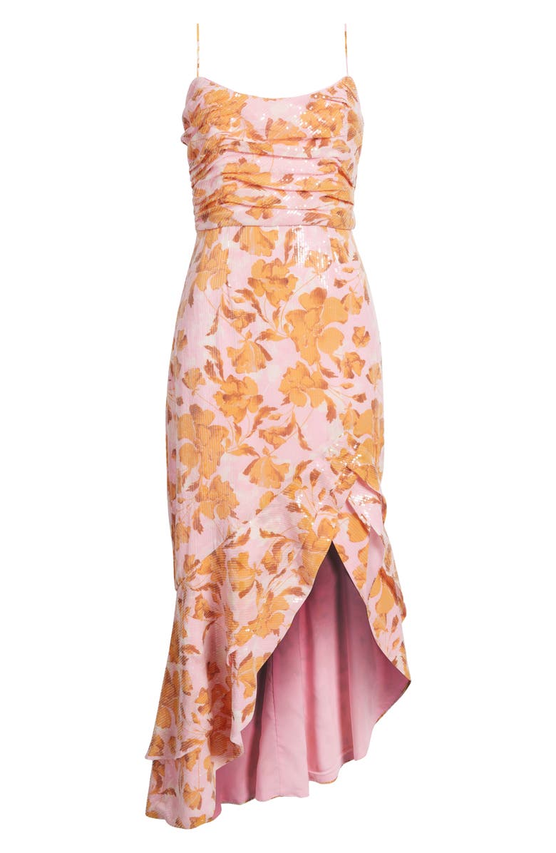 Hutch Ruched Bodice Ruffle Sequin Maxi Dress, Alternate, color, 