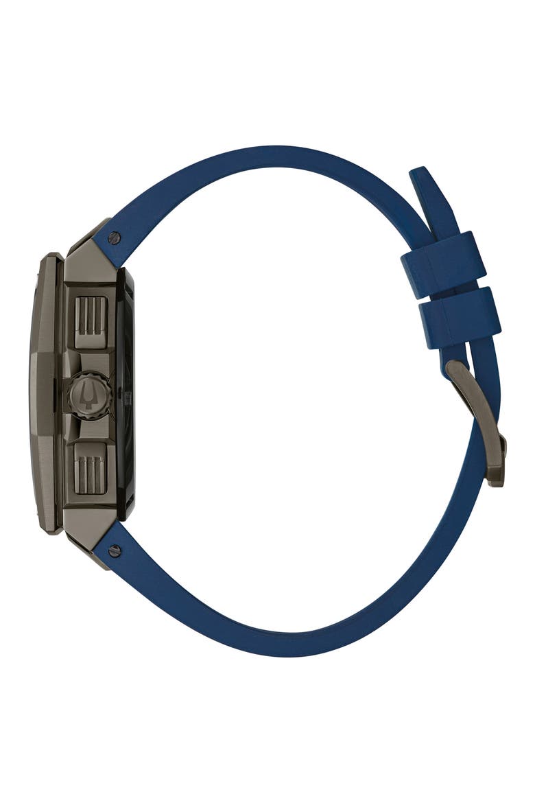 Series X Chronograph Rubber Strap Watch, 45mm, Alternate, color, BLUE/ TWO-TONE