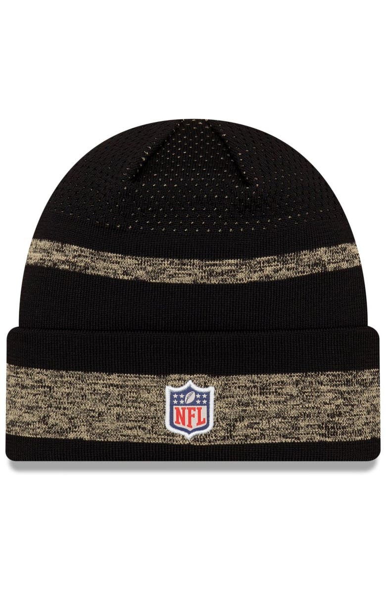 New Era Youth New Era Black New Orleans Saints 2021 NFL Sideline Tech Cuffed Knit Hat, Alternate, color, 