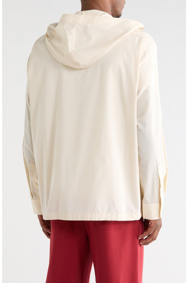 Hoodie Cotton Poplin Button-Up Shirt, Alternate, color, VANILLA