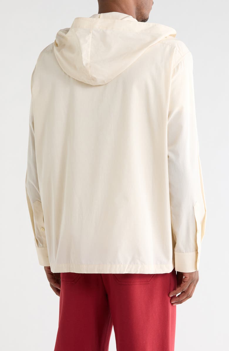 Helmut Lang Hoodie Cotton Poplin Button-Up Shirt, Alternate, color, Vanilla