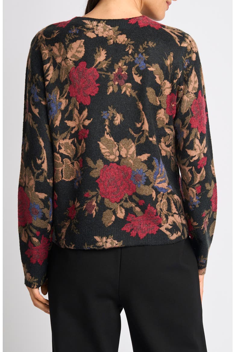 Floral Crewneck Sweater, Alternate, color, RICH BLACK