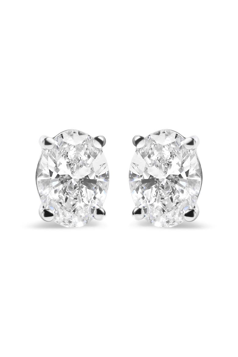 14K White Gold 3/4 Ct Oval Shape Lab Grown Diamond Solitaire Stud Earrings, Main, color, White