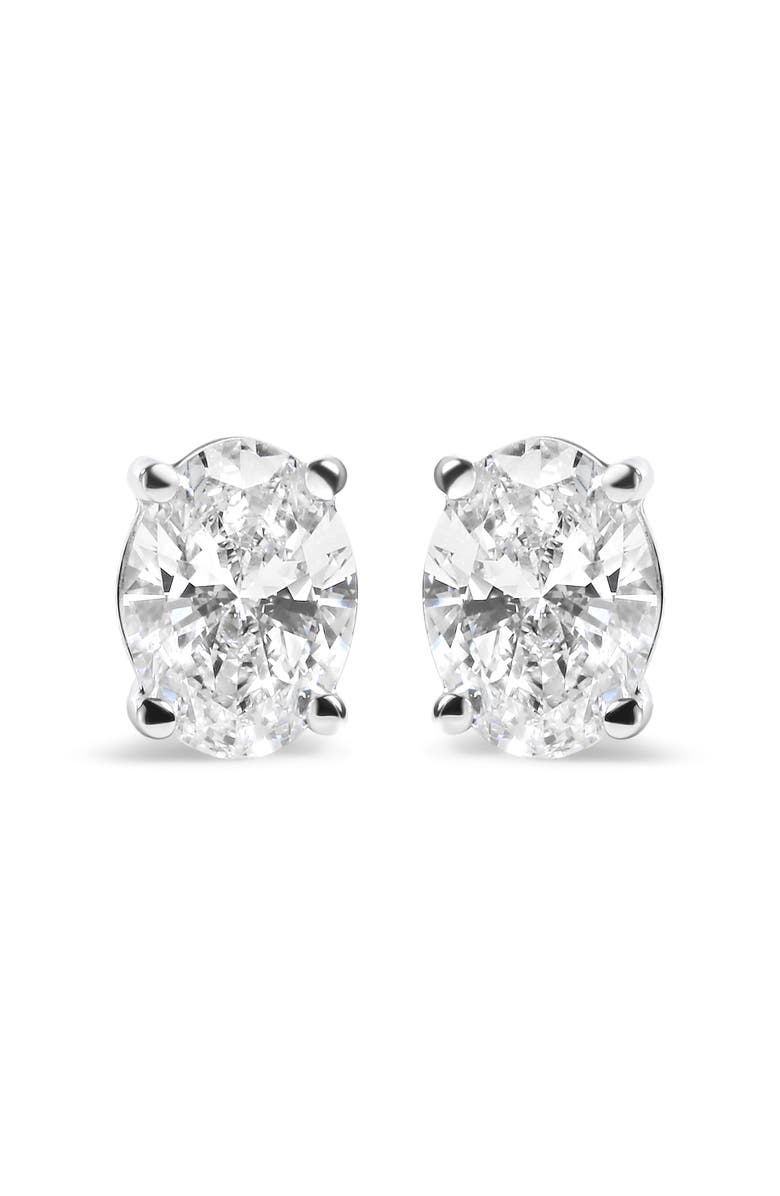 Haus of Brilliance 14K White Gold 2.0 Ct Prong Lab Grown Oval Diamond Solitaire Stud Earring, Main, color, White