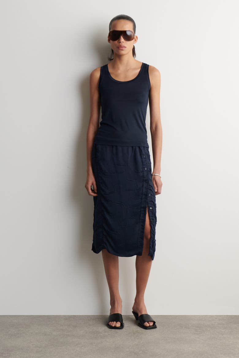 Scoop-neck Silk-jersey Tank Top, Alternate, color, NAVY