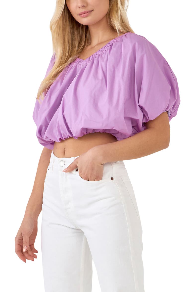 Puff Crop Blouse, Alternate, color, LILAC