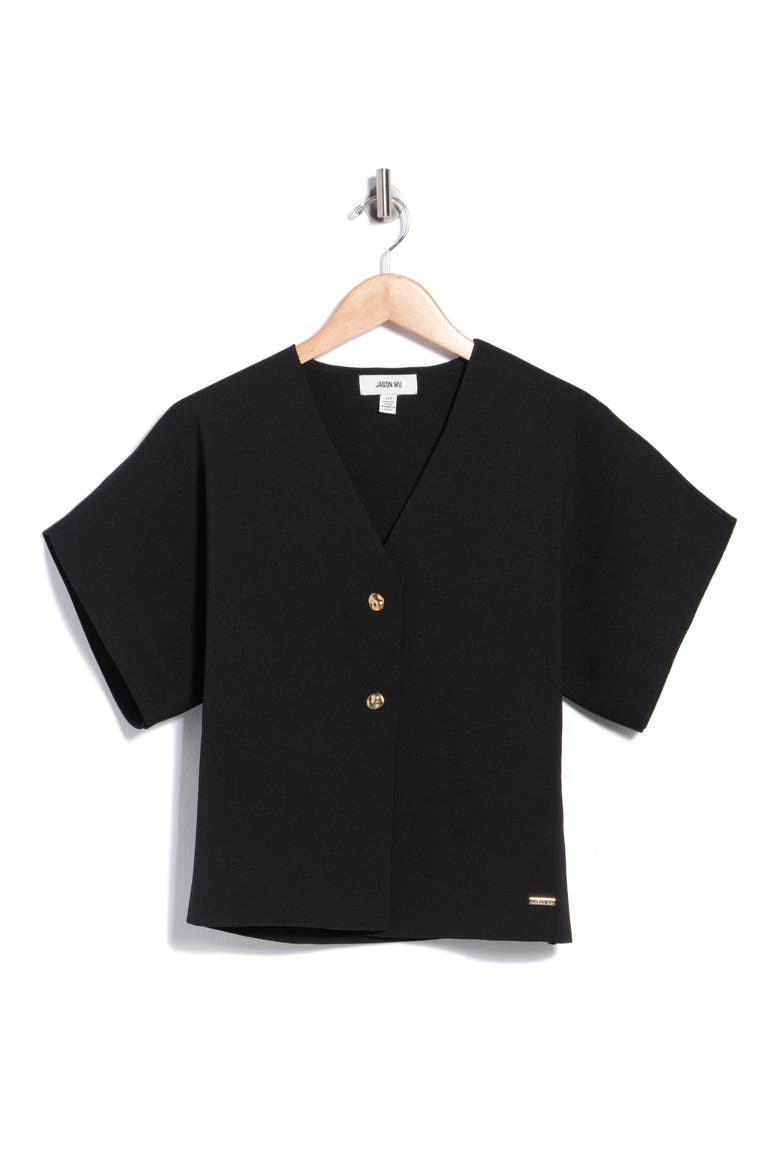 Dolman Sleeve Button-Up Top, Main, color, BLACK