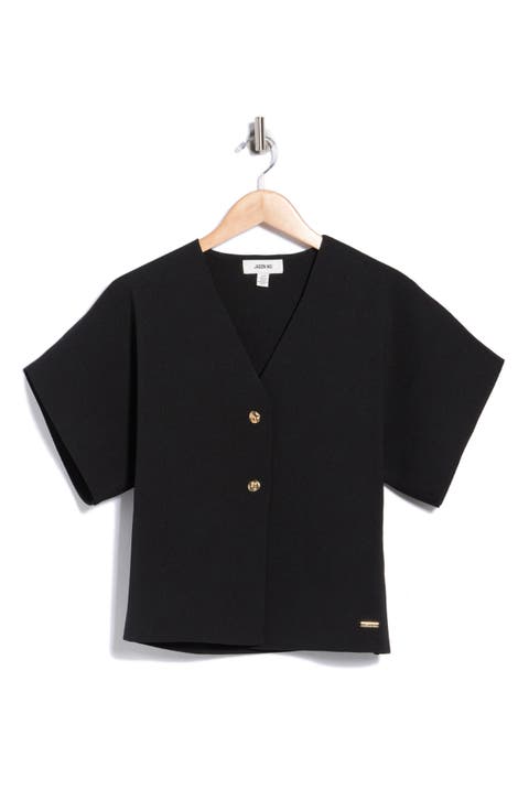Dolman Sleeve Button-Up Top
